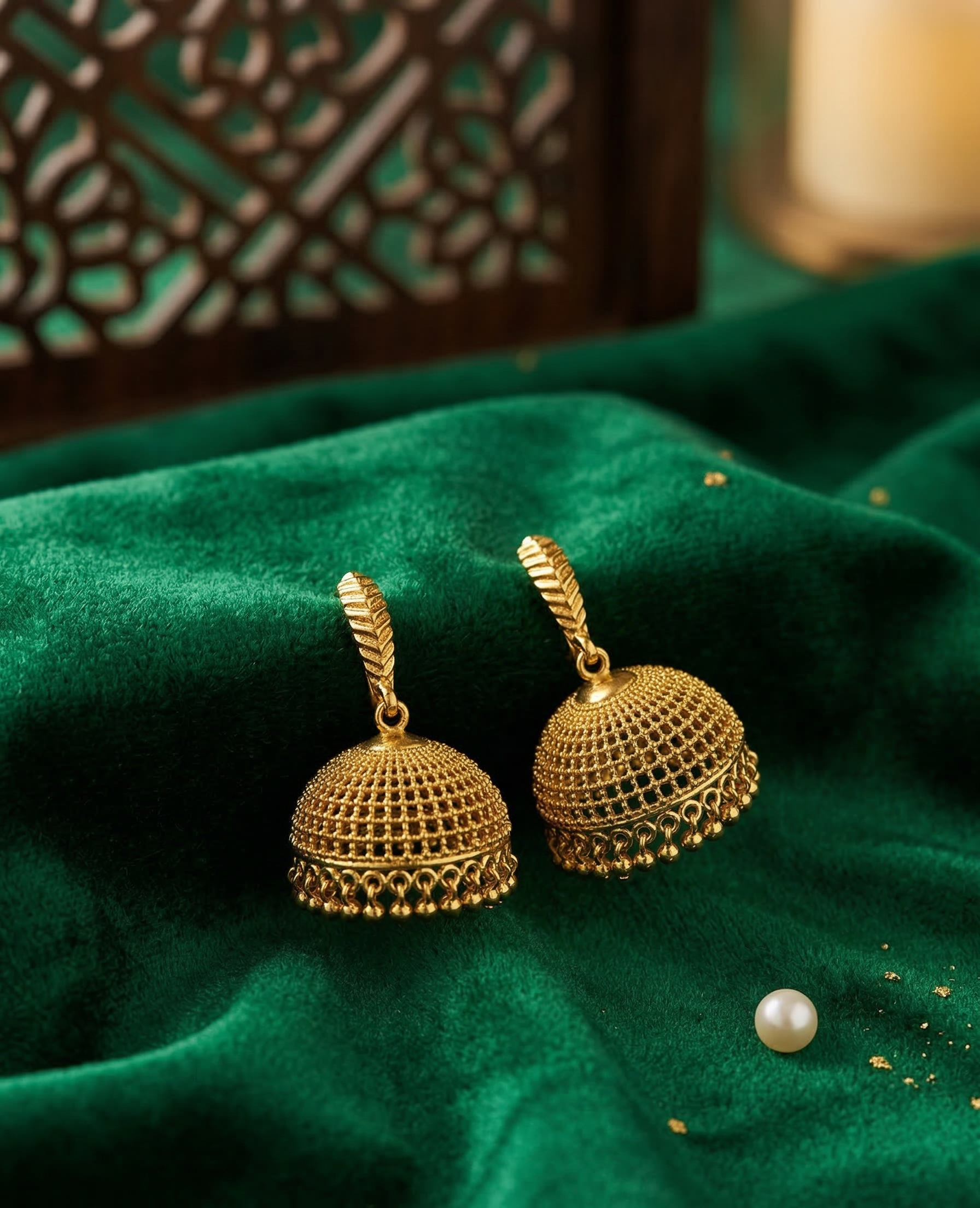 Golden Dome Jhumka Earrings