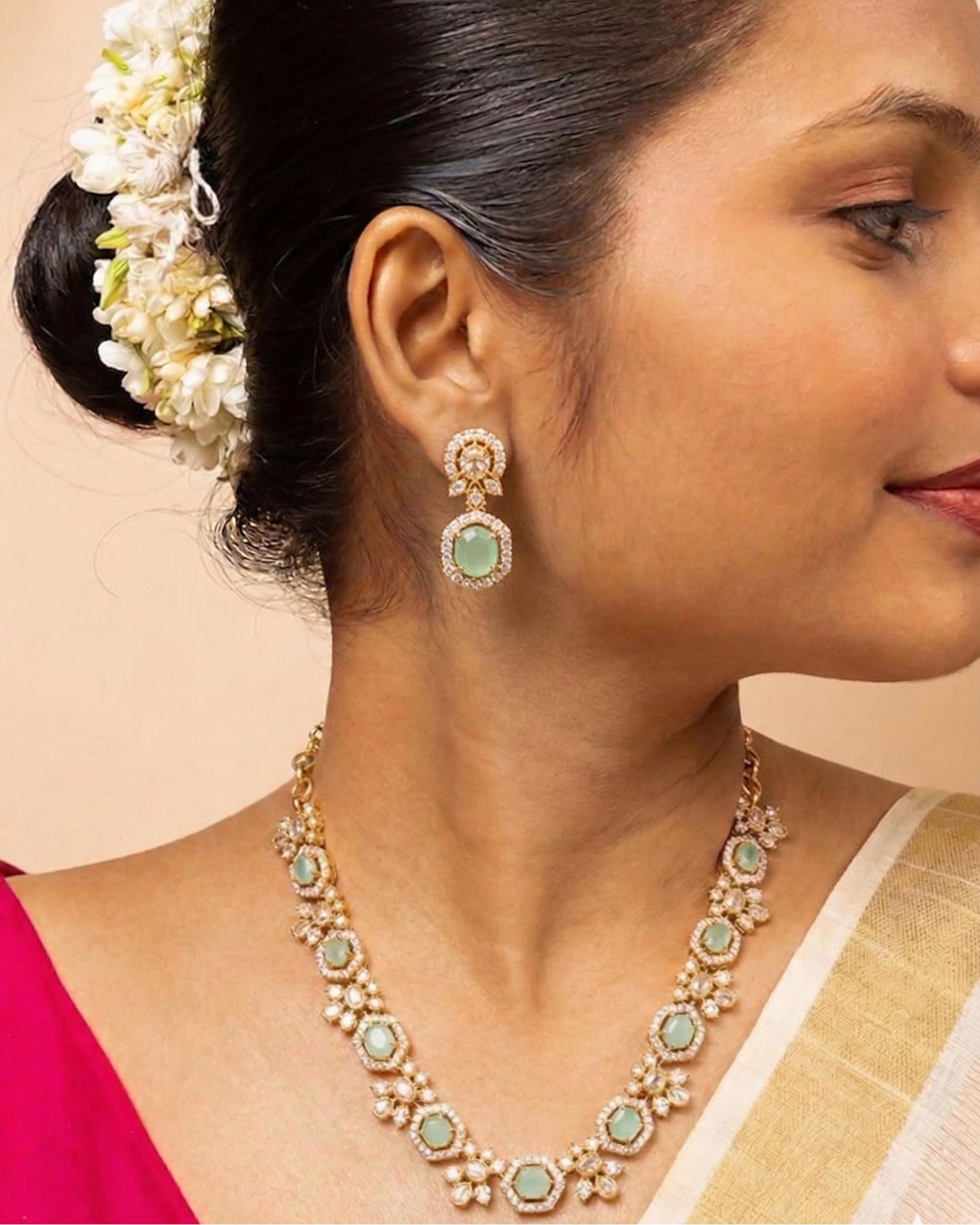 Kaira Mint Polki Garland - NK19