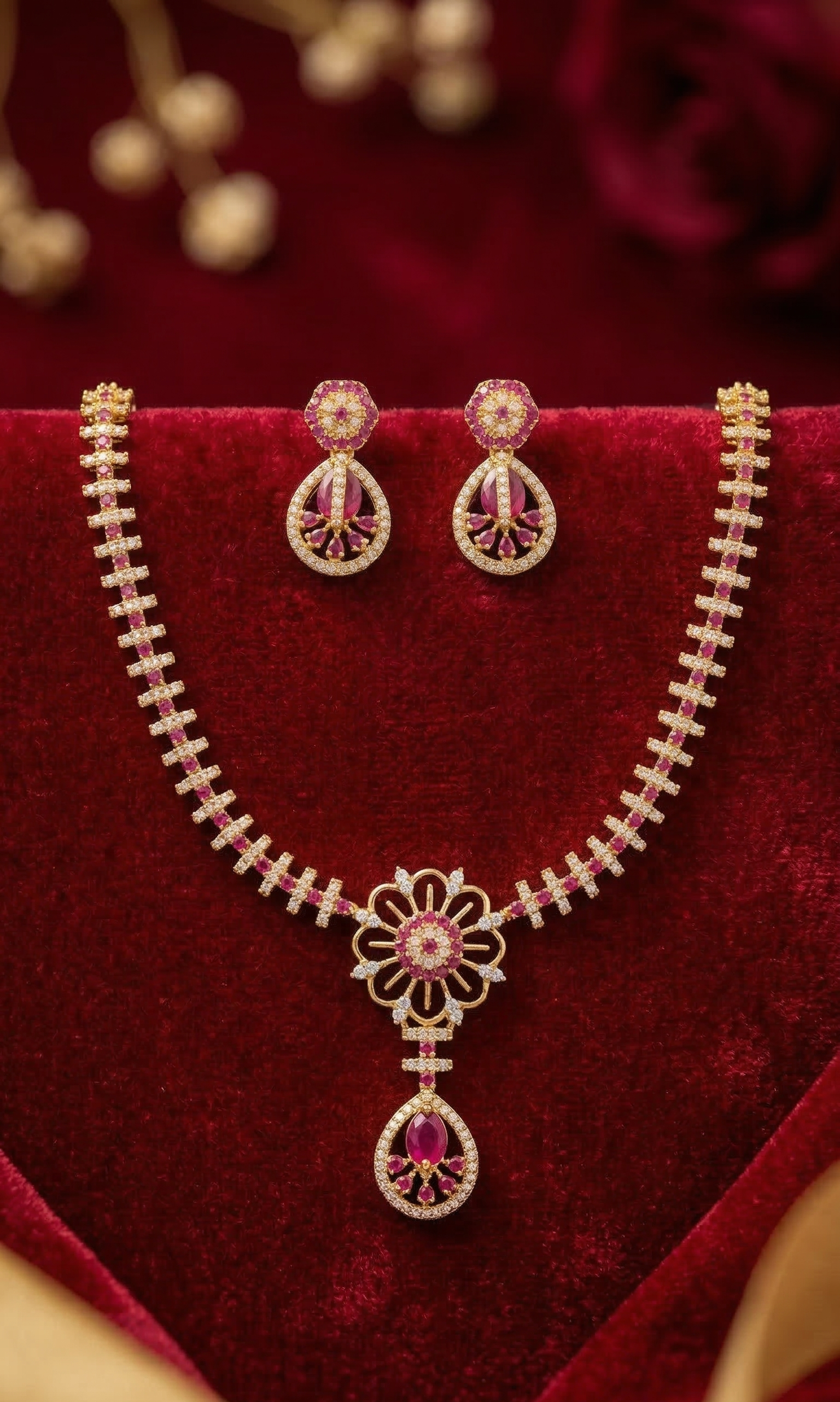 Pink Center Floral Pendant