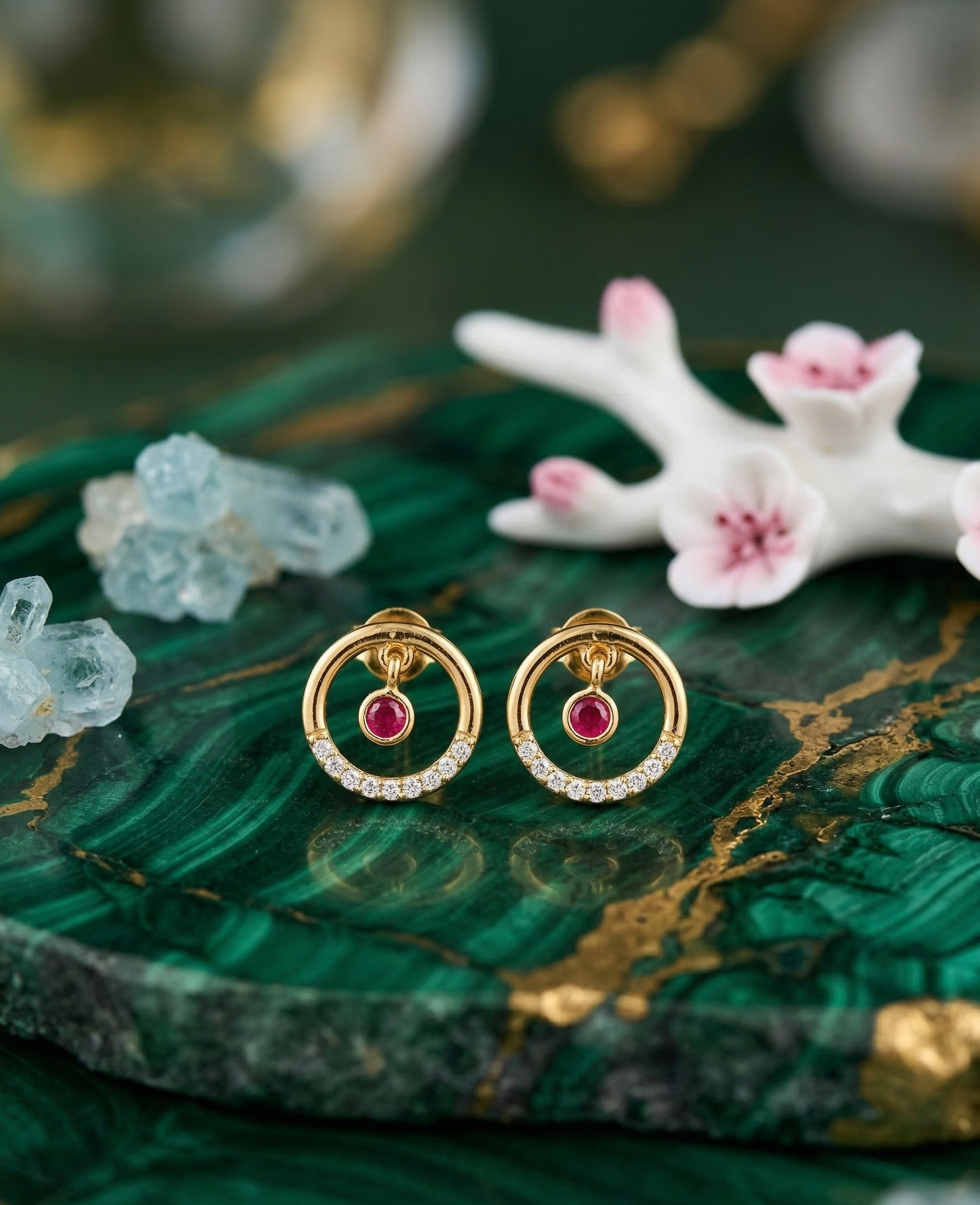 Ruby Circle Studs