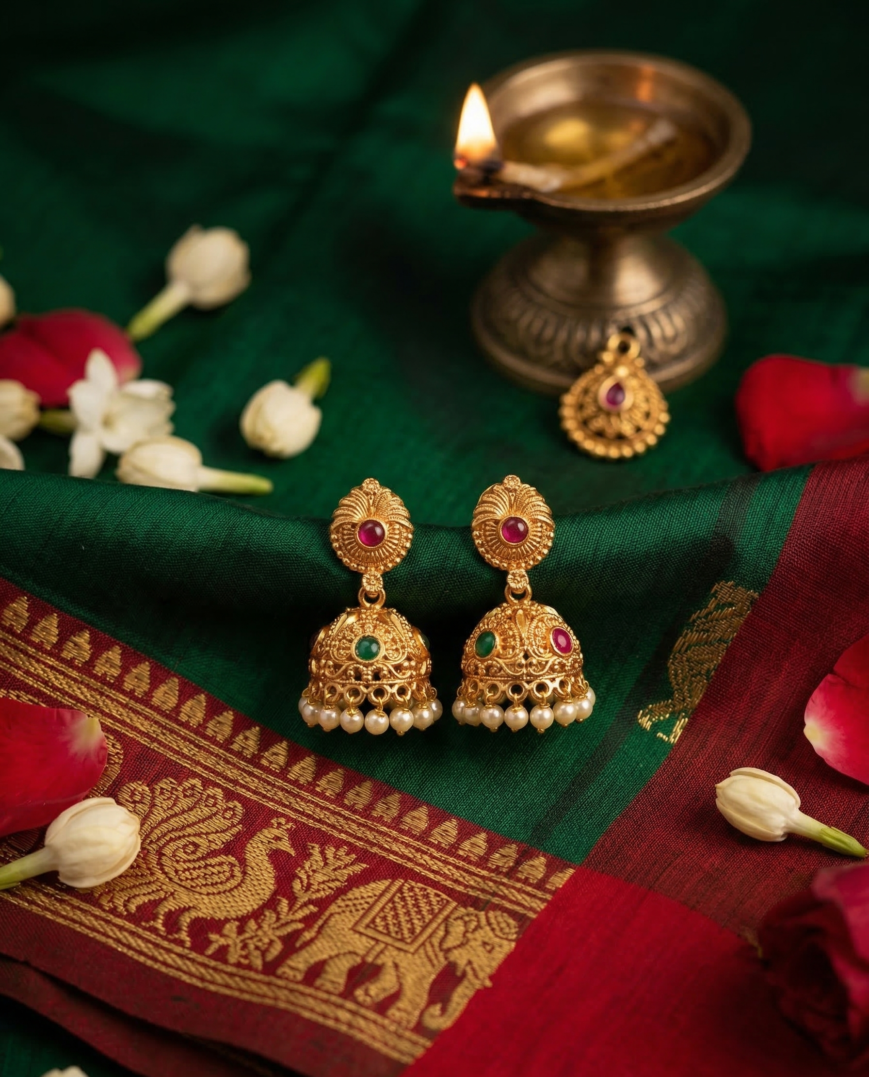 Emerald Pearl Jhumka - ER22