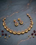 Ruby Crescent Design Necklace