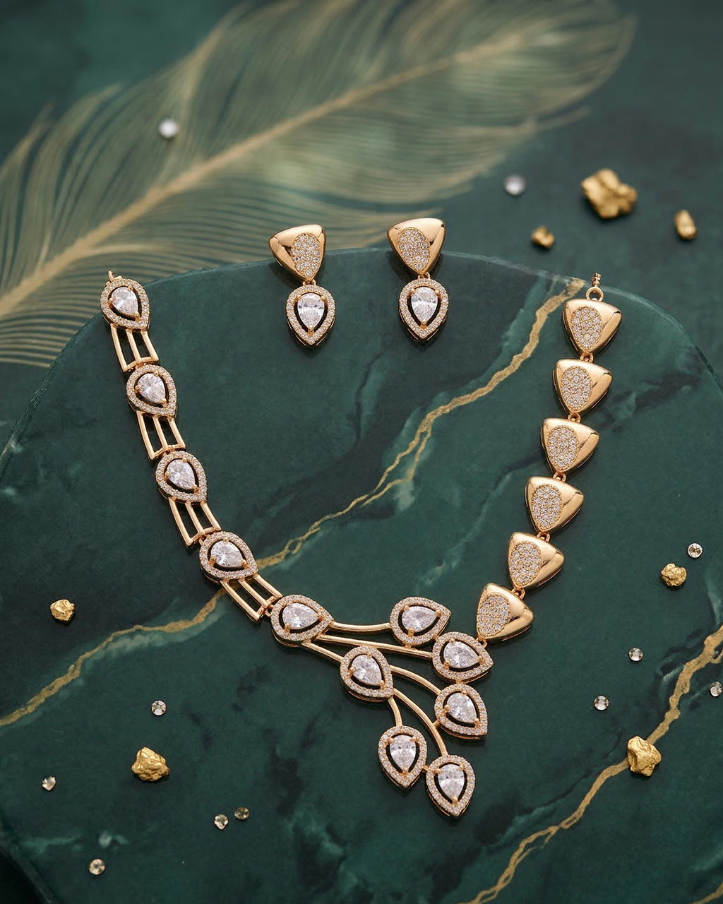 White Stone Modern Luxury Necklace - NK08